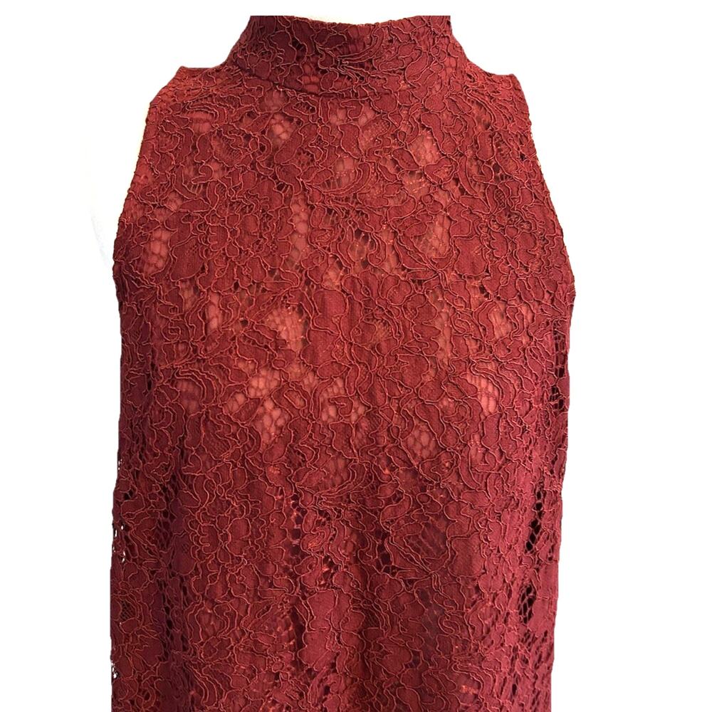 WHBM Burgundy Lace Tank Top Lined Club Sheer Whimsygoth Punk Vampire Sexy 4